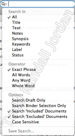 scrivener search screenshot scrivener search Scrivener Tool of choice for NaNoWriMo 2009