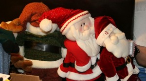 Photo of three Santa dolls